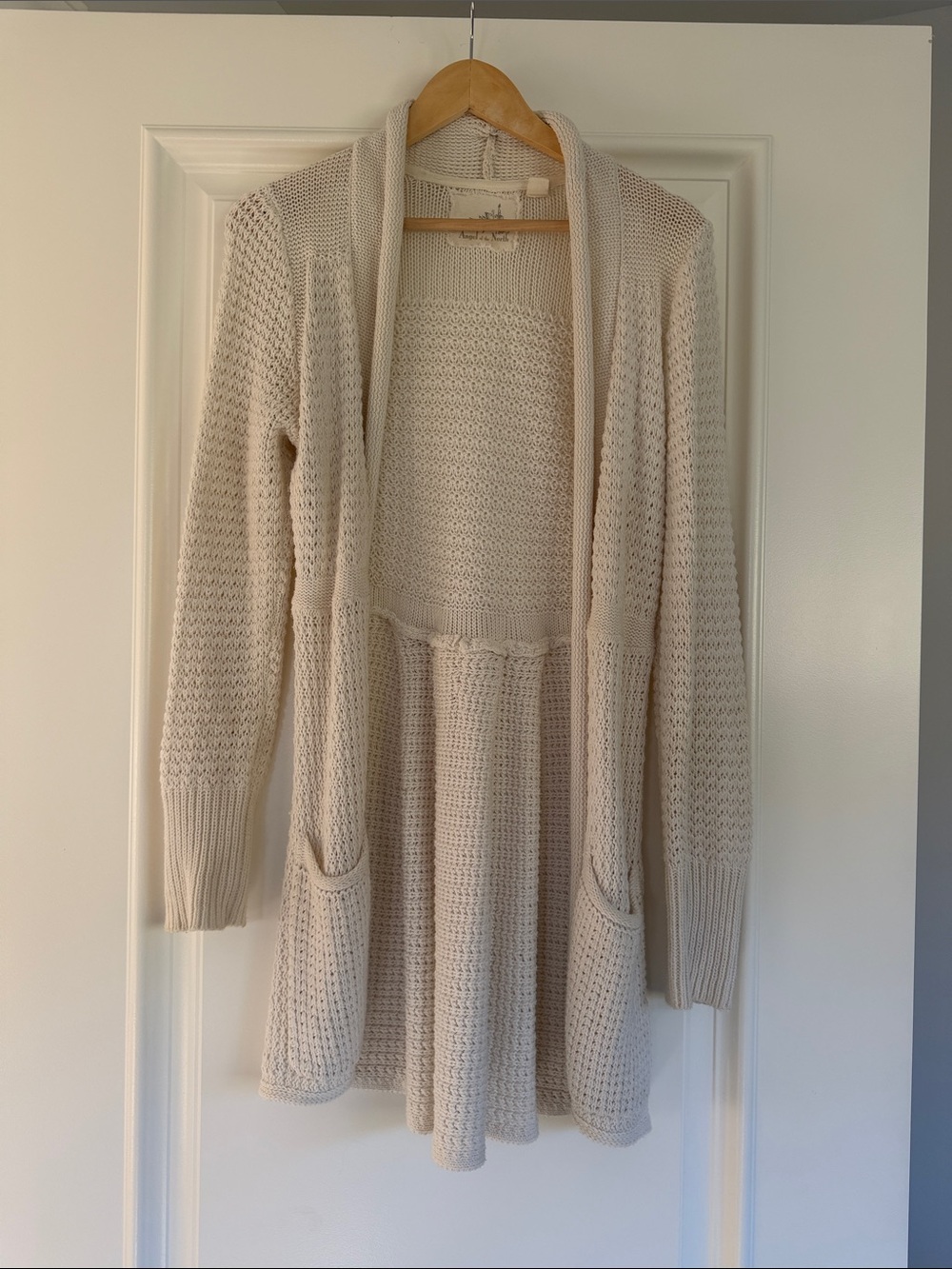Angel Of The North Cream Open-Front Knit Cardigan